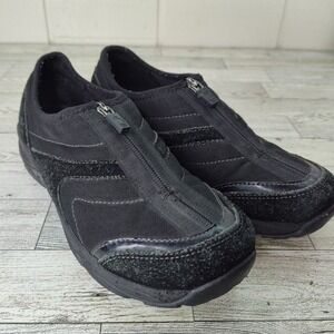 Easy Spirit Black Zipper Sneakers 7 Women's Explore24 Comfort Walking Shoes (F8)